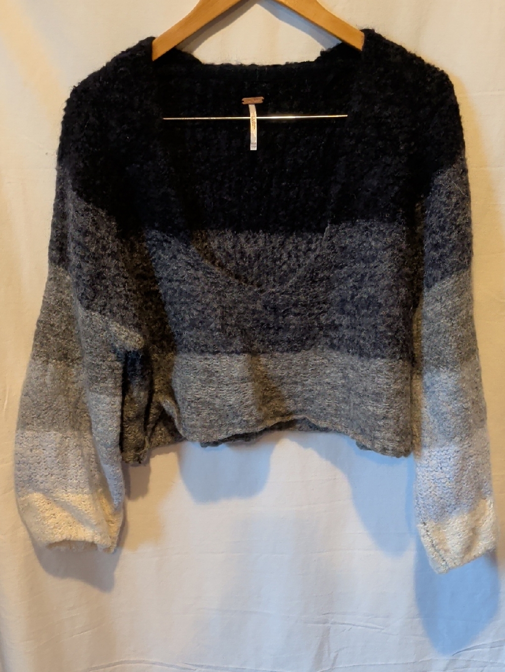 Free People Striped Ombre Sweater in Black & Gray